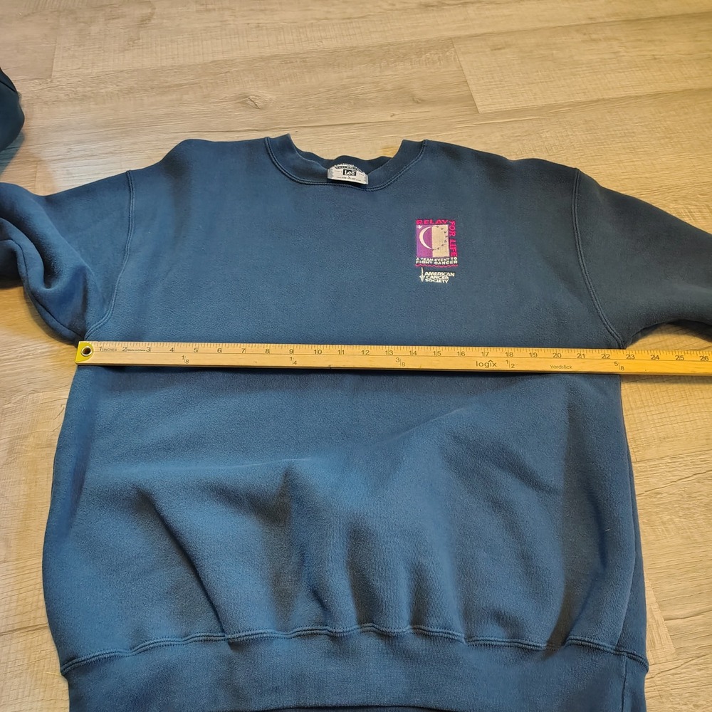 Vintage‎ Lee Superblend Relay For Life Sweatshirt Blue Made in USA Large 90s - Picture 3 of 5